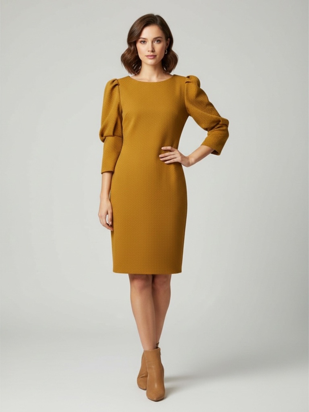 New York & Company Elegant Mustard Dress